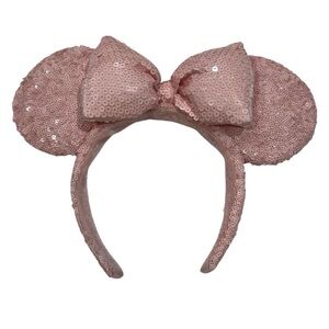 Disney Parks Millennial Pink Sequin Minnie Mouse Ears Headband Sparkly Soft Pink